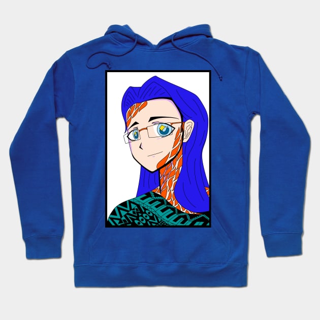 dream girl in blue pattern ecopop Hoodie by jorge_lebeau